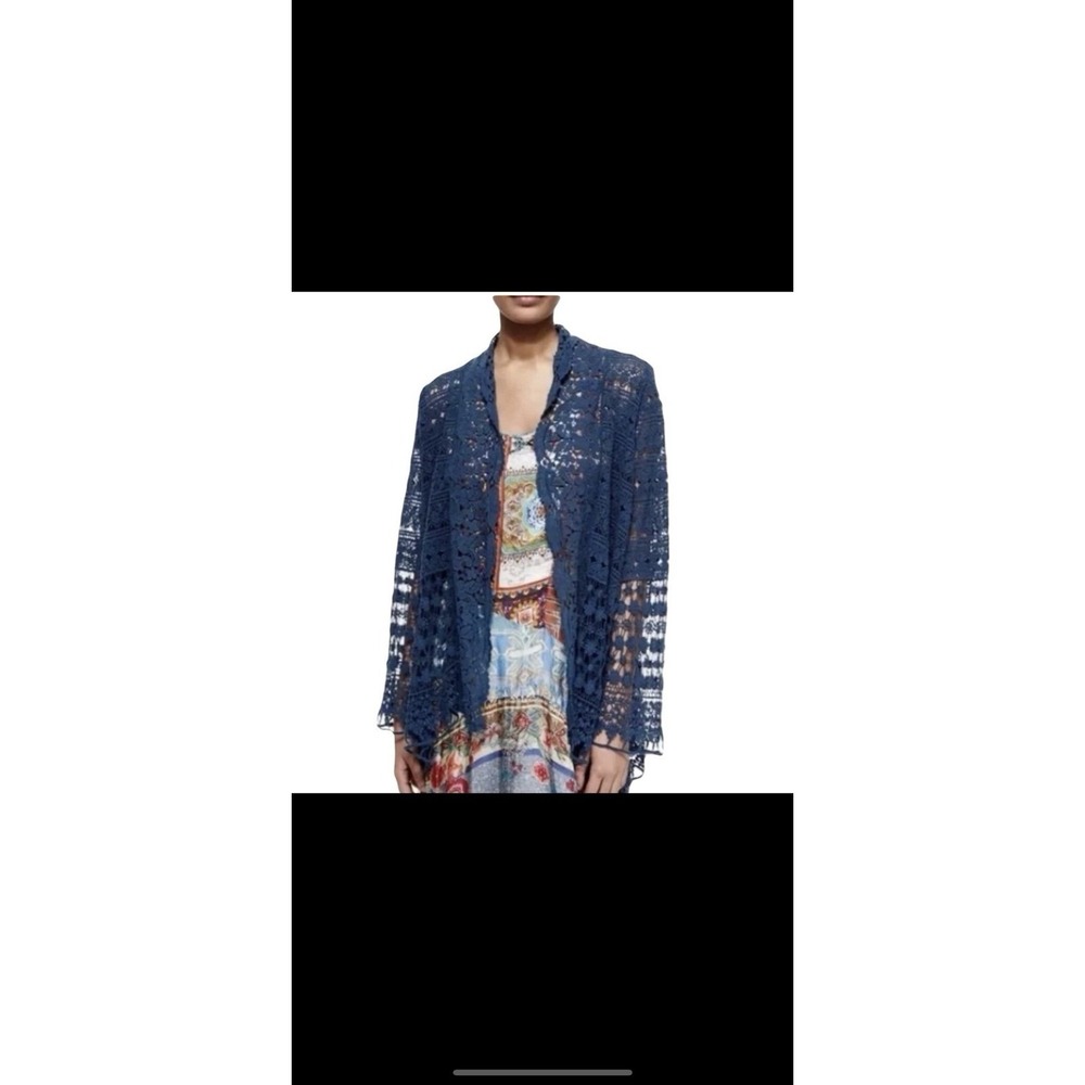 Johnny Was Floral Women's Cardigan Crochet Open Front Cotton Size small